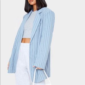 NWT. Pretty little thing Grey stripe extreme oversized blazer